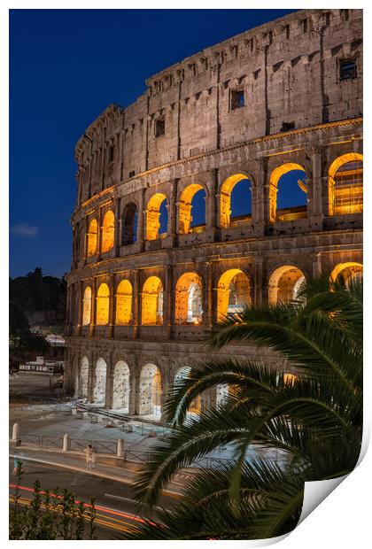 The Colosseum at Night in Rome Print by Artur Bogacki