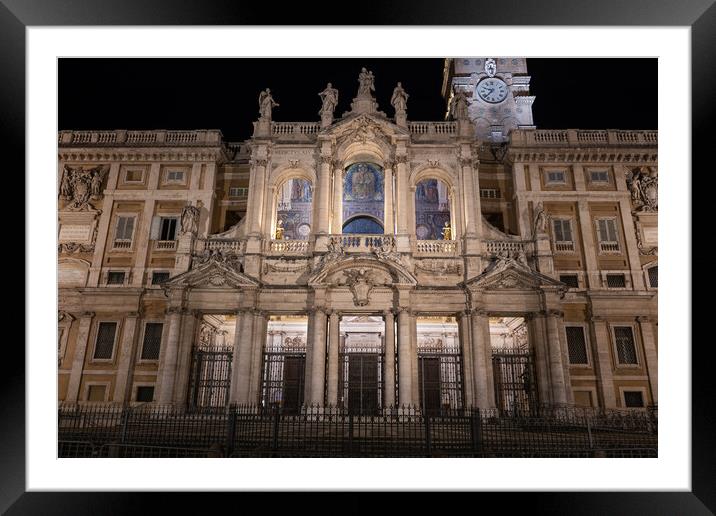 Basilica di Santa Maria Maggiore Facade At Night Framed Mounted Print by Artur Bogacki