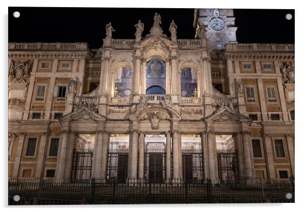 Basilica di Santa Maria Maggiore Facade At Night Acrylic by Artur Bogacki