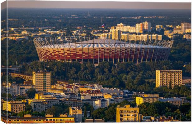 National Stadium In Warsaw At Sunset Canvas Print by Artur Bogacki