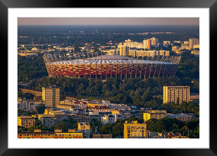 National Stadium In Warsaw At Sunset Framed Mounted Print by Artur Bogacki