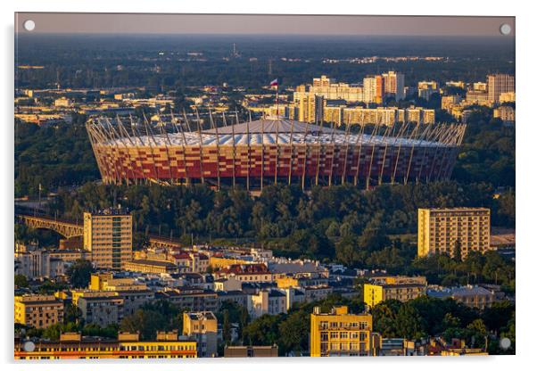 National Stadium In Warsaw At Sunset Acrylic by Artur Bogacki