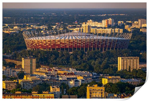 National Stadium In Warsaw At Sunset Print by Artur Bogacki