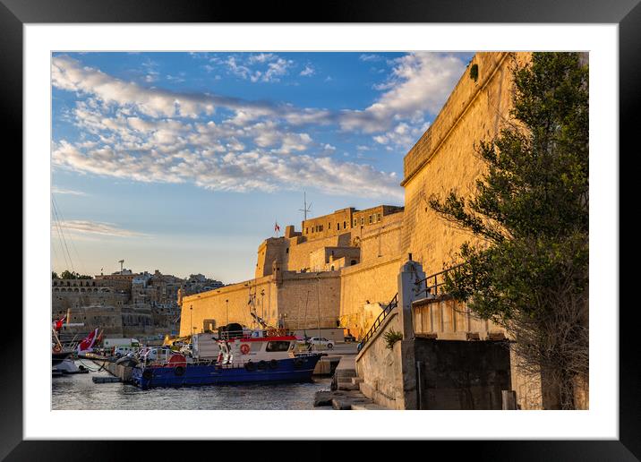 Fort St Angelo at Sunset In Birgu, Malta Framed Mounted Print by Artur Bogacki