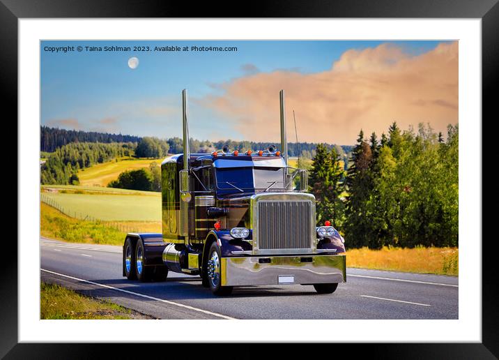 Beautiful Classic American Truck on Highway  Framed Mounted Print by Taina Sohlman
