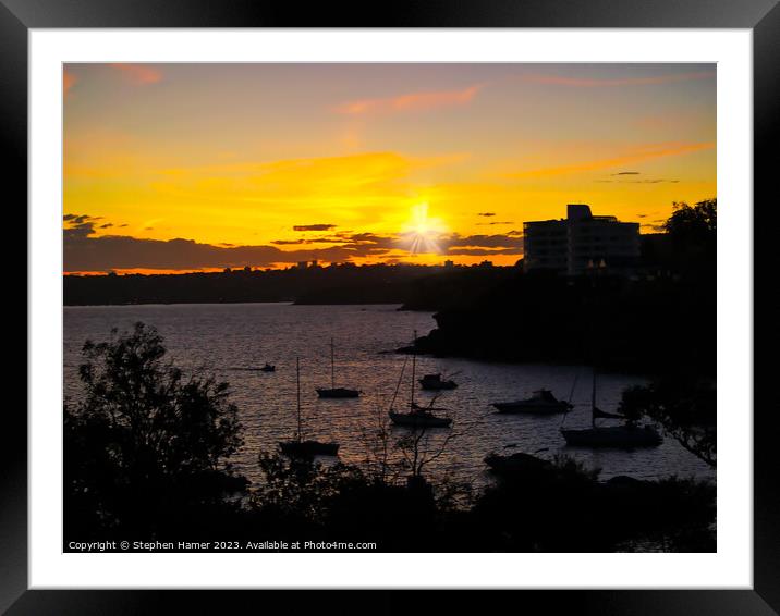 Sydney's Spectacular Sundown Scene Framed Mounted Print by Stephen Hamer