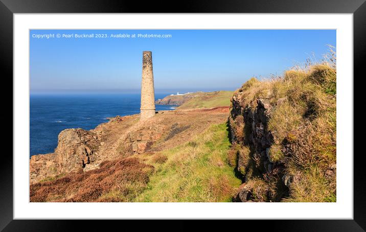 Cornish Tin Mine Cornwall panoramic Framed Mounted Print by Pearl Bucknall