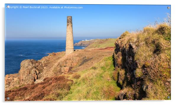 Cornish Tin Mine Cornwall panoramic Acrylic by Pearl Bucknall
