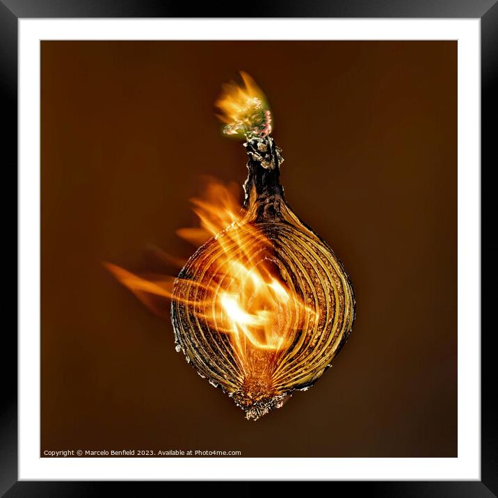 Burning onion Framed Mounted Print by Marcelo Benfield