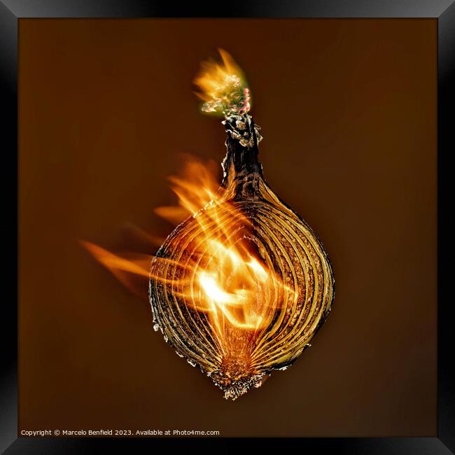 Burning onion Framed Print by Marcelo Benfield