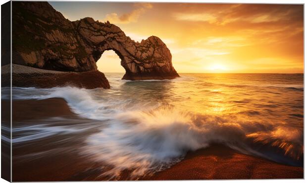 Sunset at the Sea Arch  Canvas Print by CC Designs