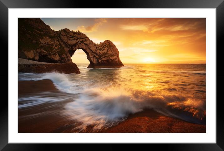 Sunset at the Sea Arch  Framed Mounted Print by CC Designs