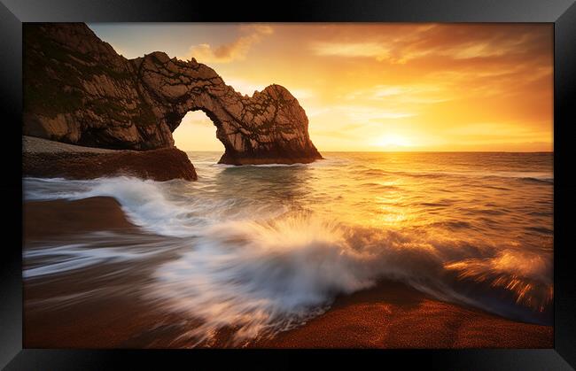 Sunset at the Sea Arch  Framed Print by CC Designs