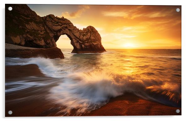 Sunset at the Sea Arch  Acrylic by CC Designs
