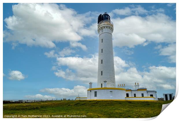 Covesea Skerries Lighthouse, A Serene Sentinel Print by Tom McPherson