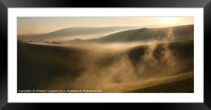 Early Morning Mist, Steyning Bowl Framed Mounted Print by Chester Tugwell