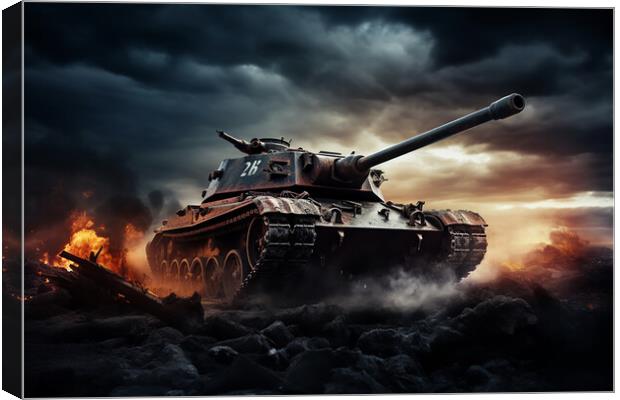 Tank Battle in WW2  Canvas Print by CC Designs
