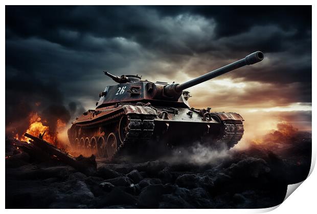 Tank Battle in WW2  Print by CC Designs