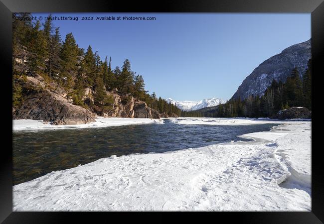 Enchanted Winter's Embrace Bow River Framed Print by rawshutterbug 