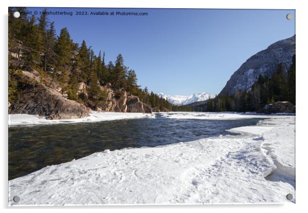 Enchanted Winter's Embrace Bow River Acrylic by rawshutterbug 