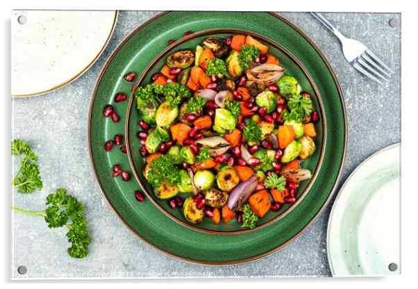 Colorful salad with fried vegetables Acrylic by Mykola Lunov Mykola