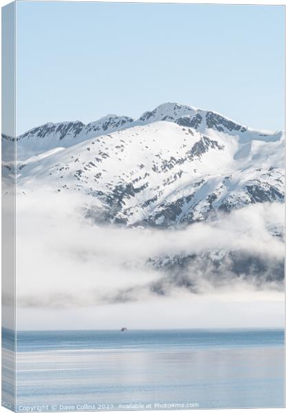 Fog on the mountains and sea in Passage Canal, Whittier, Alaska USA Canvas Print by Dave Collins
