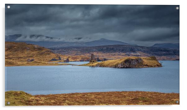 Loch Assynt and Ardvreck Castle Acrylic by John Frid