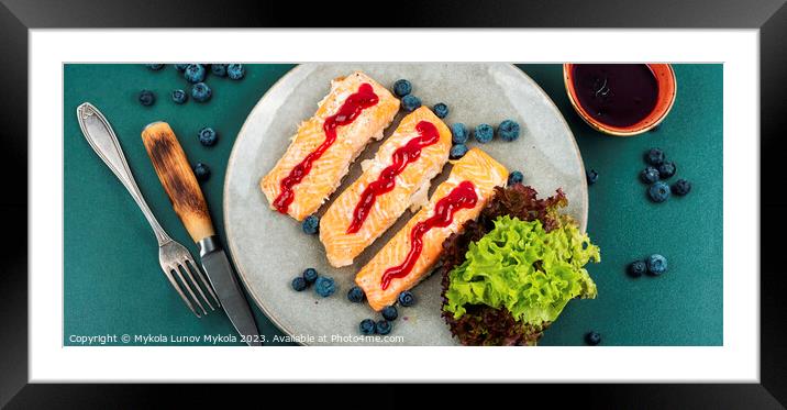 Grilled salmon steak Framed Mounted Print by Mykola Lunov Mykola