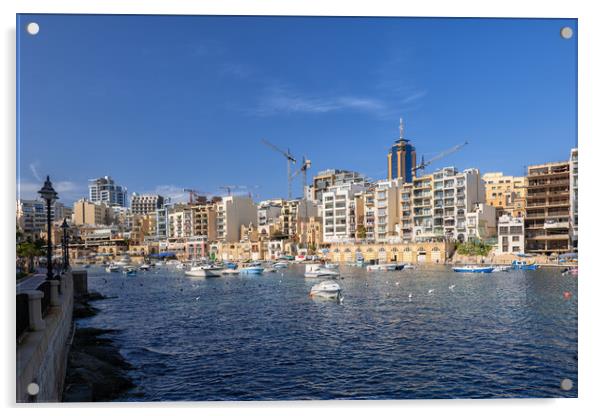 St Julian Town In Malta Acrylic by Artur Bogacki