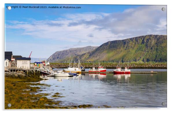 Fishing Boats in Arctic Harbour Norway Acrylic by Pearl Bucknall