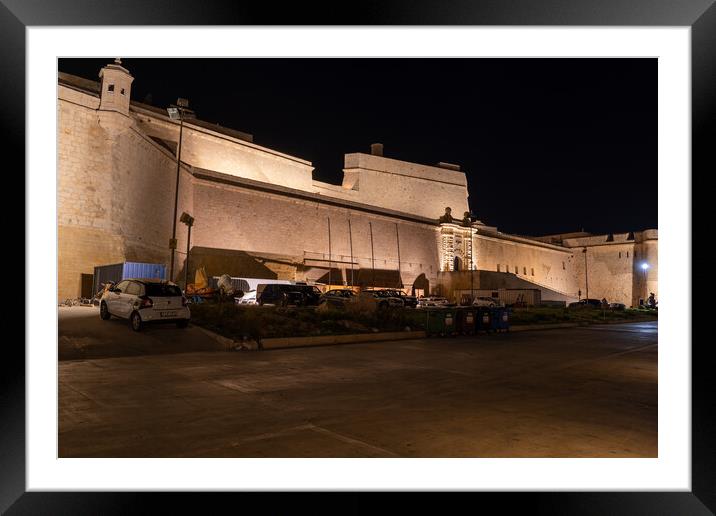 Fort St Angelo at Night In Birgu, Malta Framed Mounted Print by Artur Bogacki
