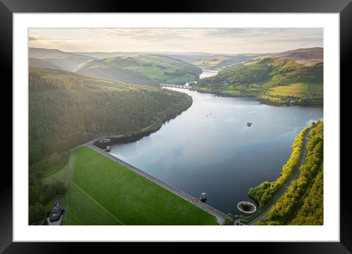Ladybower Dam and Reservoir Framed Mounted Print by Apollo Aerial Photography