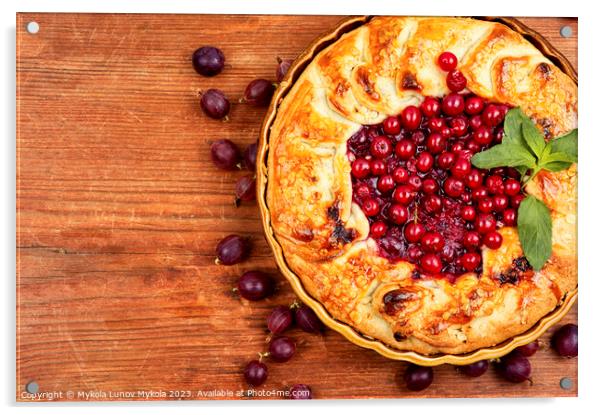 Open summer pie with berries. Acrylic by Mykola Lunov Mykola