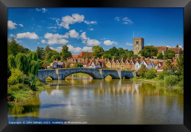 The Church and Bridge over the river Medway at Aylesford in Kent England UK Framed Print by John Gilham