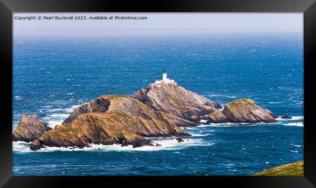 Muckle Flugga Lighthouse on Shetland Isles pano Framed Print by Pearl Bucknall