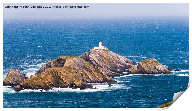 Muckle Flugga Lighthouse on Shetland Isles pano Print by Pearl Bucknall