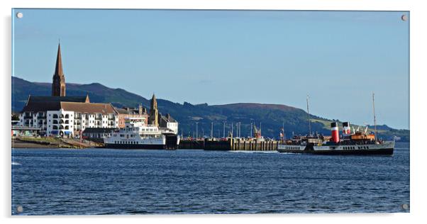 PS Waverley leaving from Largs pier Acrylic by Allan Durward Photography