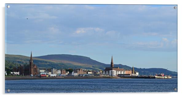 Largs shorefront and PS Waverley Acrylic by Allan Durward Photography