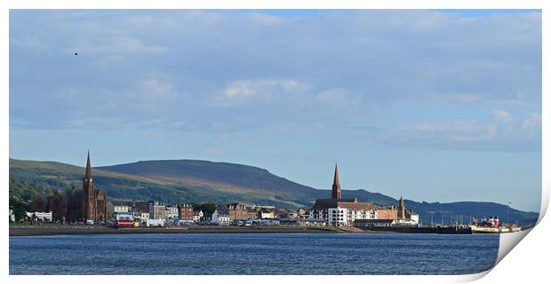 Largs shorefront and PS Waverley Print by Allan Durward Photography