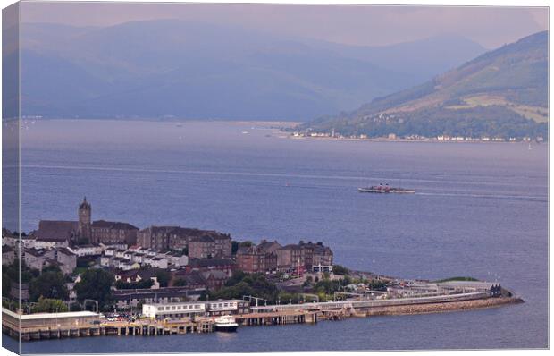 PS Waverley passing Gourock on a Clyde cruise Canvas Print by Allan Durward Photography