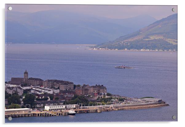 PS Waverley passing Gourock on a Clyde cruise Acrylic by Allan Durward Photography