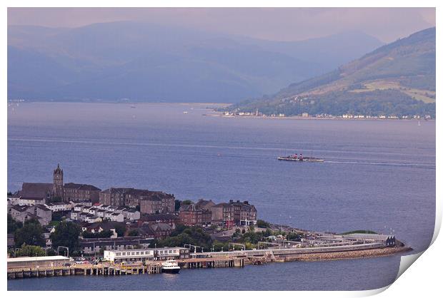 PS Waverley passing Gourock on a Clyde cruise Print by Allan Durward Photography