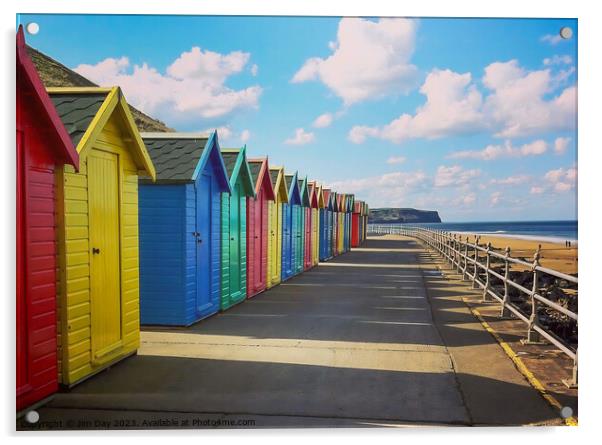 The Colourful Beach Huts of Whitby  Acrylic by Jim Day
