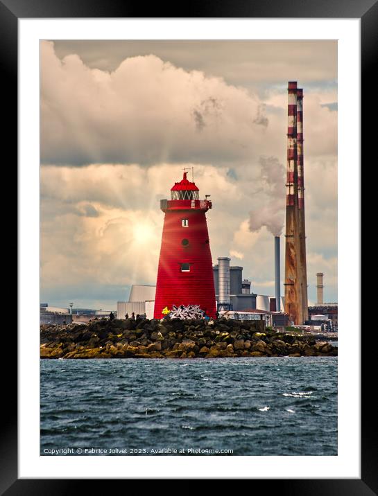Poolbeg Lighthouse Dublin's Waterfront Silhouette Framed Mounted Print by Fabrice Jolivet