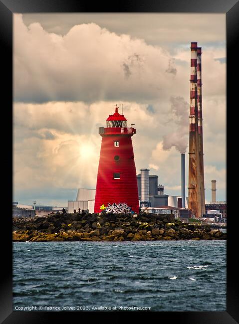 Poolbeg Lighthouse Dublin's Waterfront Silhouette Framed Print by Fabrice Jolivet