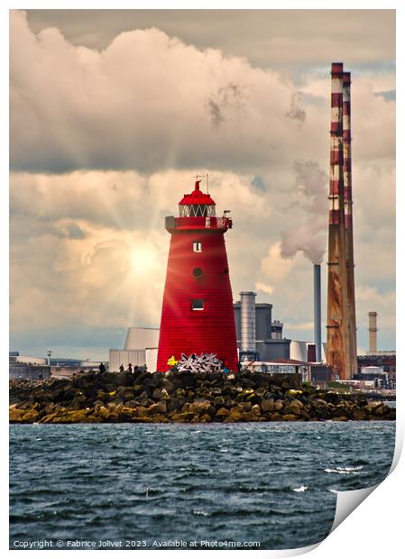 Poolbeg Lighthouse Dublin's Waterfront Silhouette Print by Fabrice Jolivet