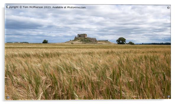 Duffus Castle amidst Golden Wheat Field Acrylic by Tom McPherson