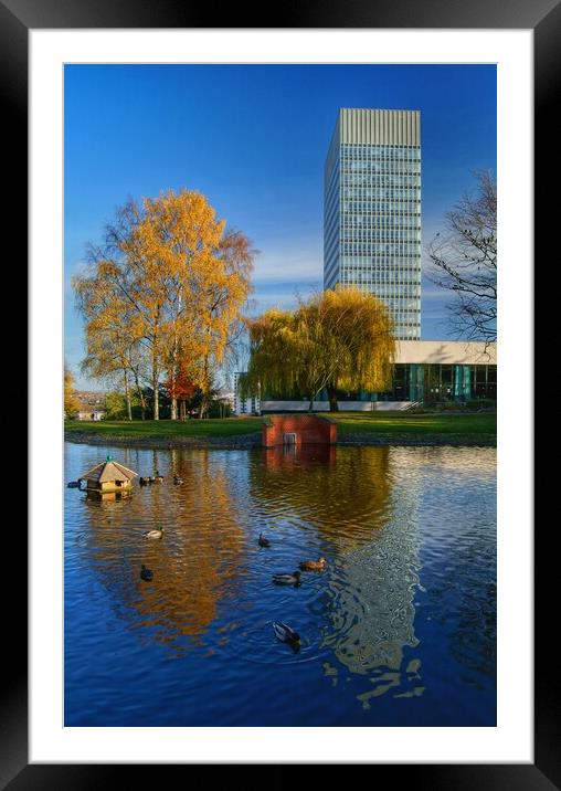 University Arts Tower and Weston Park Pond Framed Mounted Print by Darren Galpin
