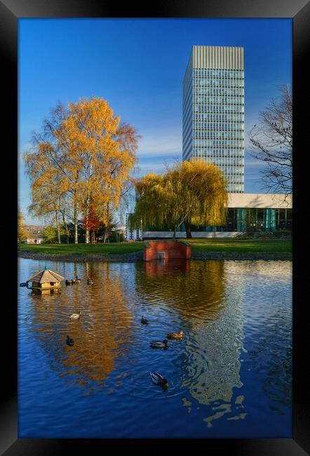 University Arts Tower and Weston Park Pond Framed Print by Darren Galpin