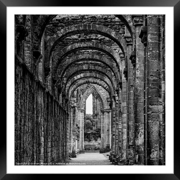 Fountains Abbey interior of nave north aisle Framed Mounted Print by Graham Moore